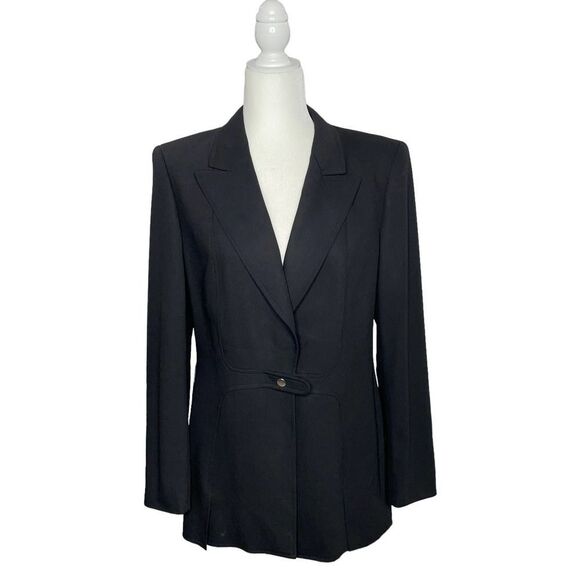 Escada wool blend black single button blazer Sz 38‎ Medium - Picture 1 of 12